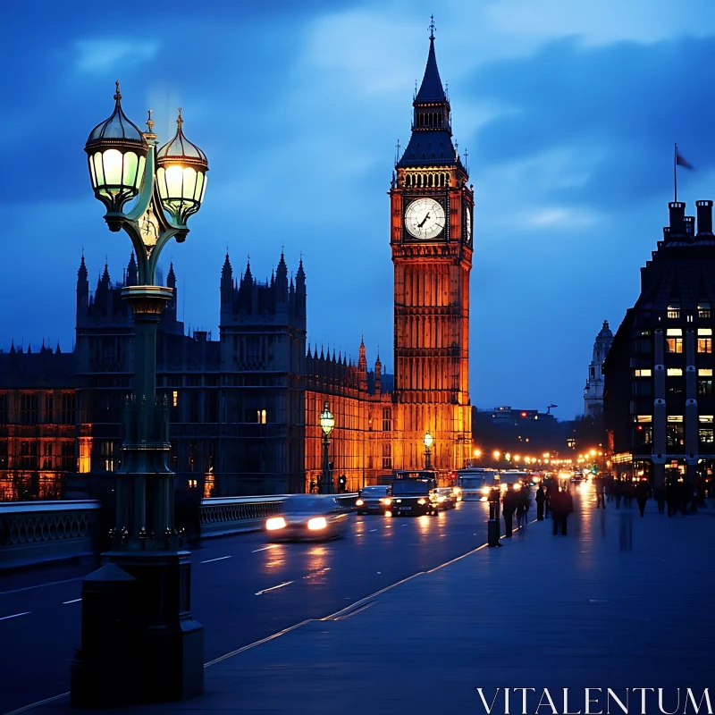 London's Iconic Big Ben at Night AI Image