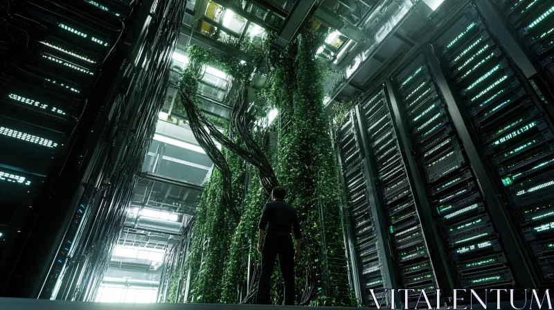 Technology and Nature Intertwined in Data Center AI Image