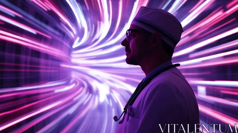 Doctor with Neon Lights AI Image