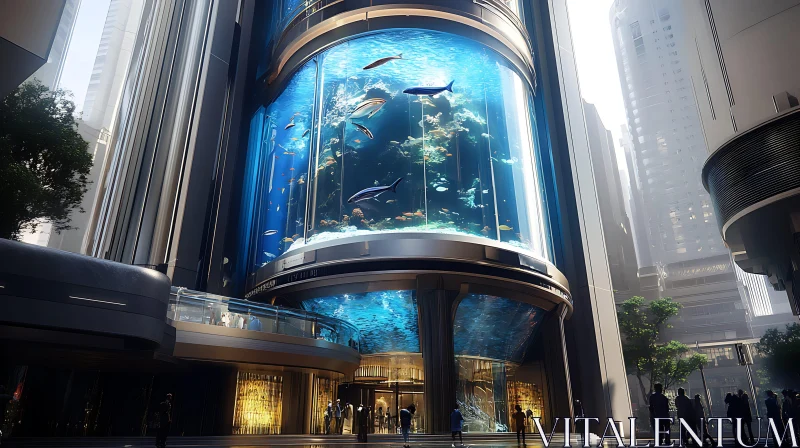 AI ART Urban Innovation with Giant Aquarium Architecture