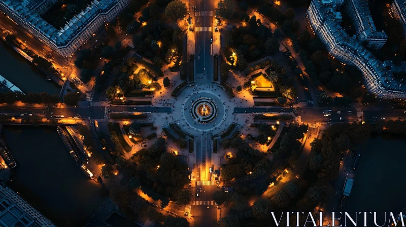 Cityscape at Night from Above AI Image