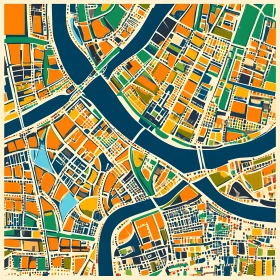 Colorful Geometric Urban Map