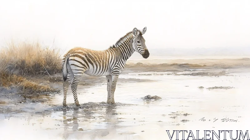 Serene Zebra Artwork AI Image