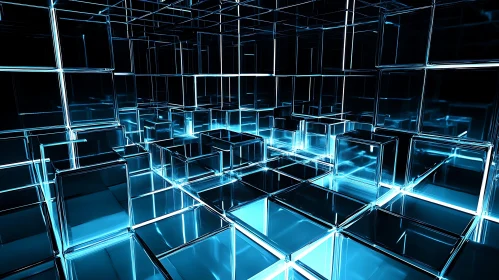 Luminous Transparent Cubes Abstract Art