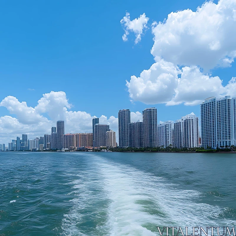 Cityscape with Highrises and Ocean View AI Image