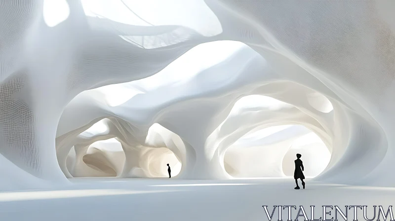 AI ART Futuristic White Interior with Organic Forms