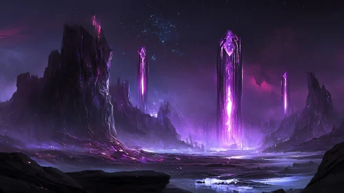 Mystical Purple Crystal Landscape