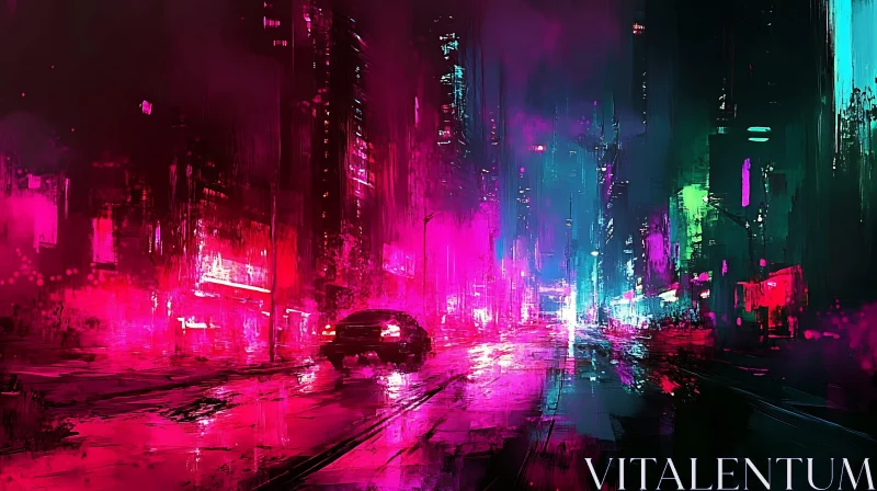 Futuristic Neon Night Cityscape AI Image