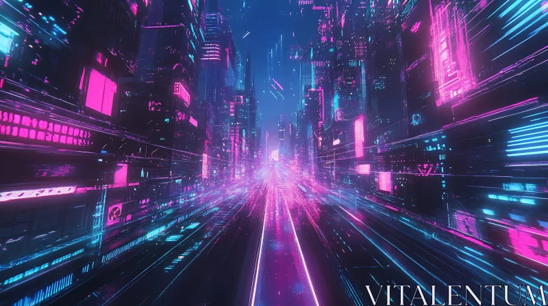 AI ART Neon Cyberpunk Urban Landscape at Night