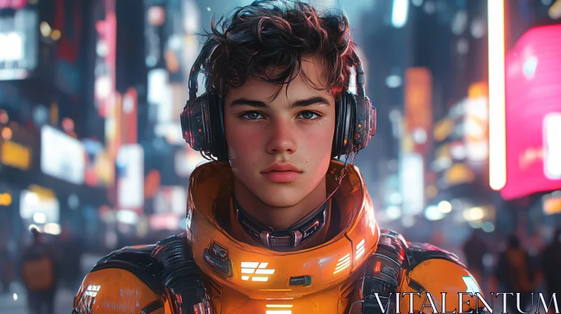 AI ART Tech-Savvy Youth in Cyberpunk City