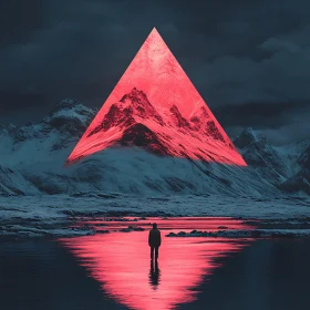 Mystical Glowing Triangle in Mountainous Landscape