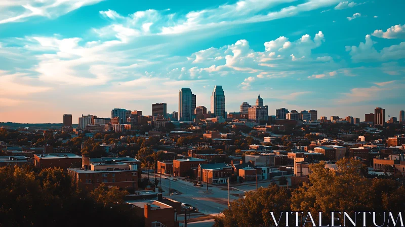 Urban View of Downtown with Skyline at Sunset AI Image