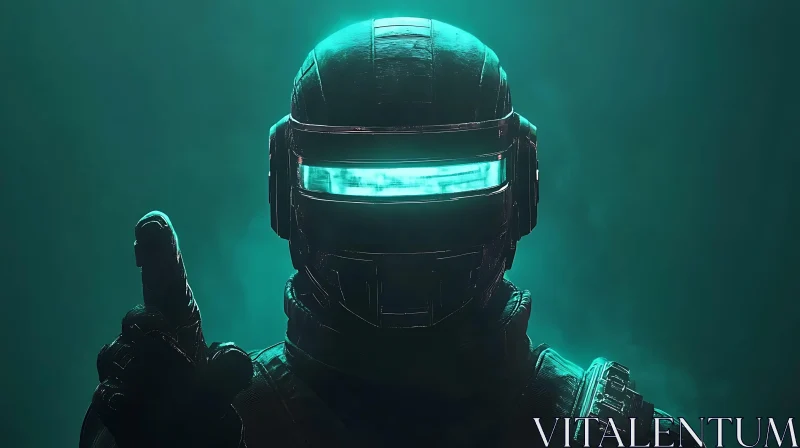 Cyborg with Luminous Visor and Advanced Armor AI Image