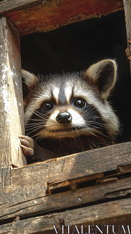 Wild Raccoon at the Window AI Image