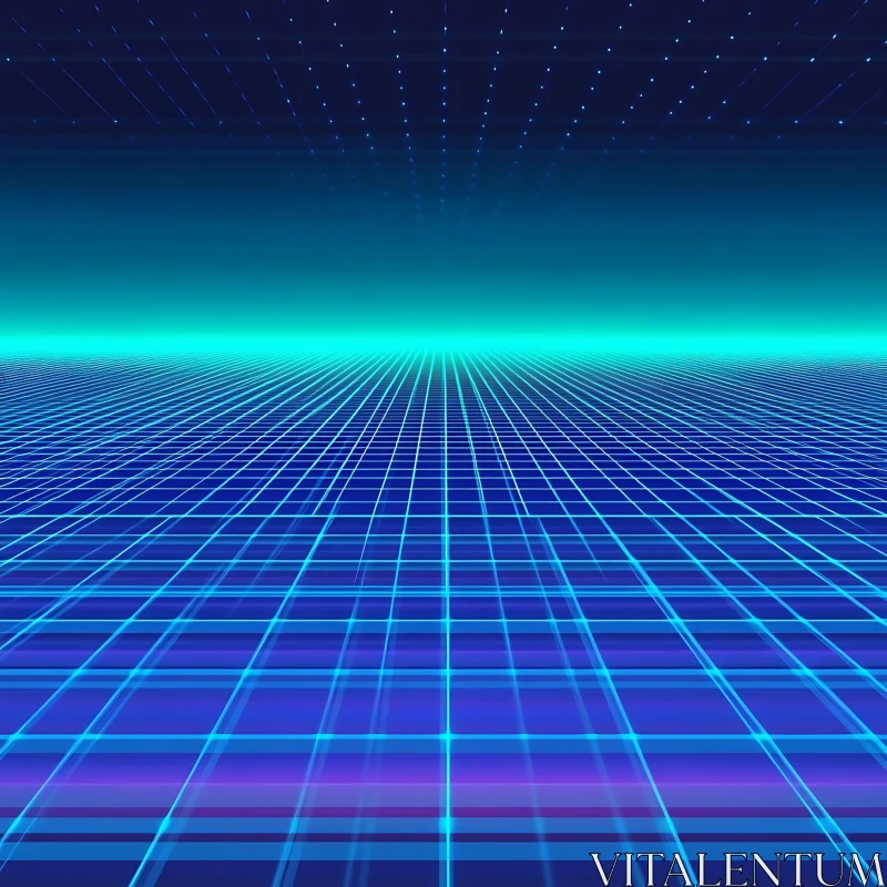 Futuristic Neon Grid Perspective Illustration AI Image