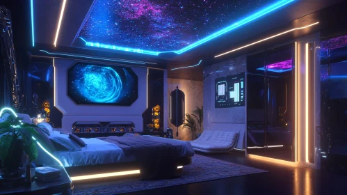 High-Tech Bedroom Design with Neon Accents