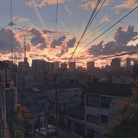 Urban Cityscape During Vibrant Sunset