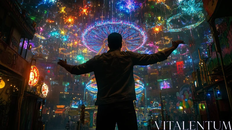 Dazzling Neon Lights in a Surreal Night Scene