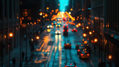 Urban Night Lights Bokeh Cityscape
