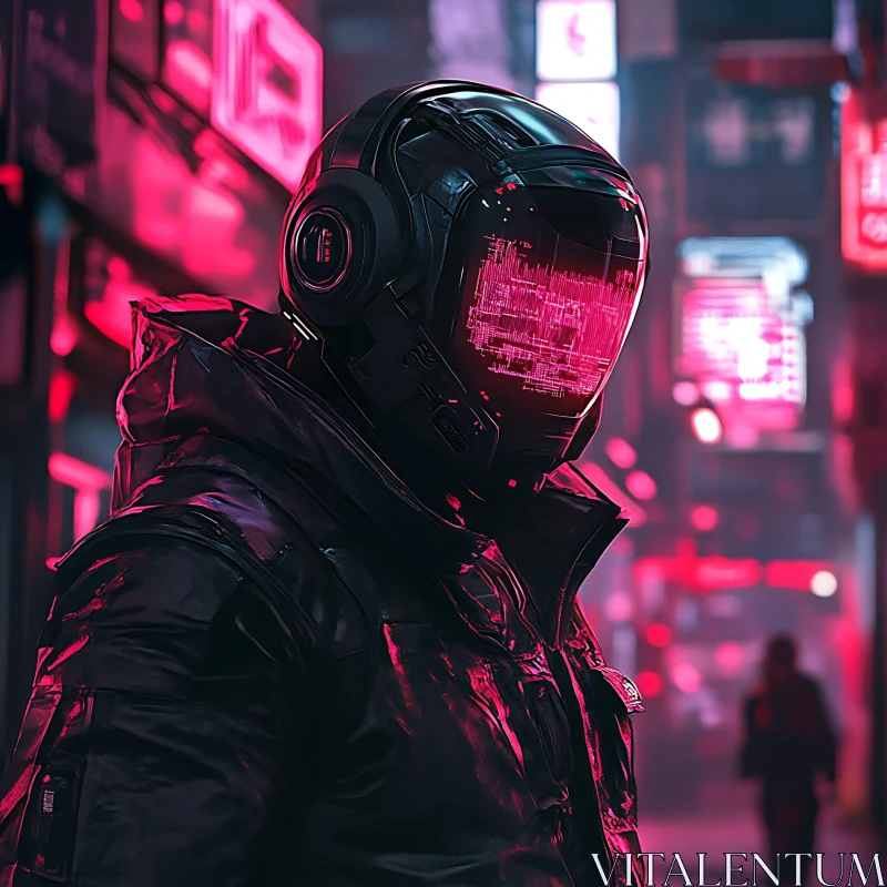 AI ART Futuristic Helmet and Neon Cityscape