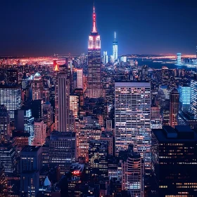 Illuminated Urban Skyline at Night