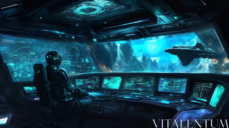 Sci-Fi Spaceship Cockpit with Pilot