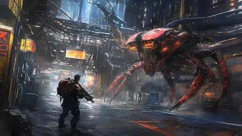Futuristic Urban Battle Scene