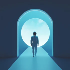 Astronaut Before Glowing Portal