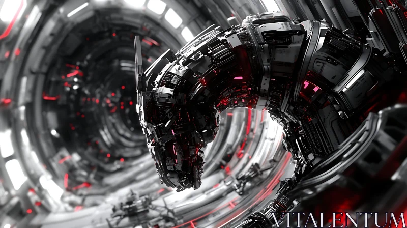 Futuristic Cyborg in a Modern Tunnel