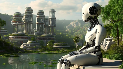 Advanced Robot and Future Architecture by a Pond