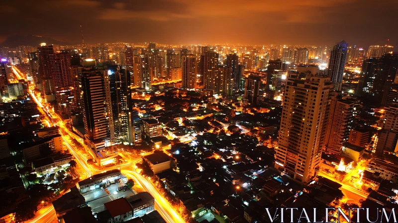 Enchanting Urban Night Scene with Glowing Lights