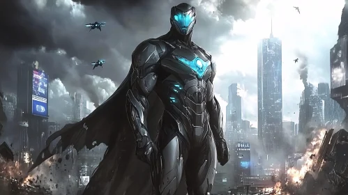 Post-Apocalyptic Cyborg in Advanced Armor