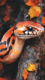 Vibrant Snake in Autumn Scene