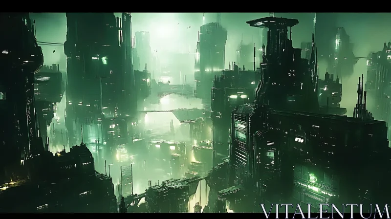 Neon Lit Futuristic Urban Landscape