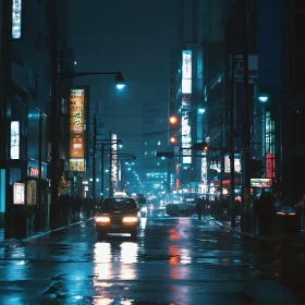 Atmospheric City Street at Night