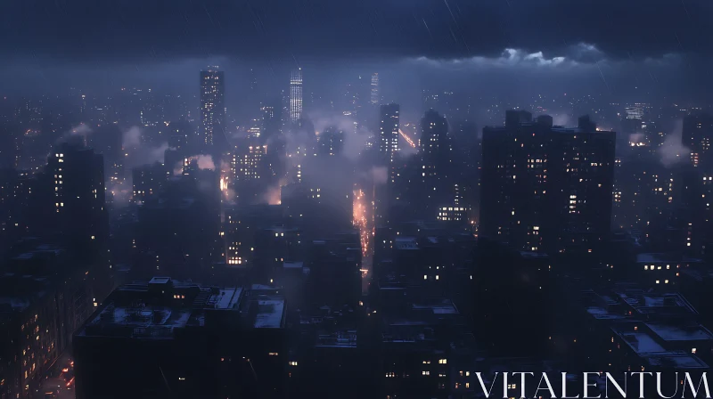 Mystical Rainy Night in the City