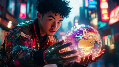 Mystical Urban Scene with Globe