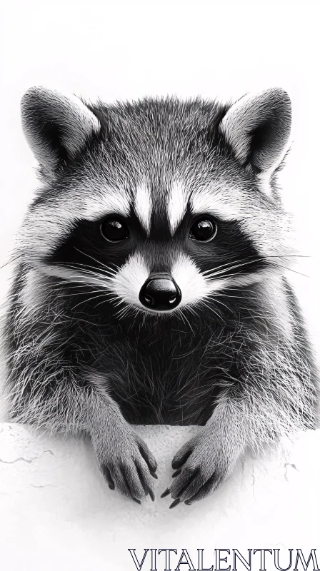 Close-up Raccoon in Monochrome