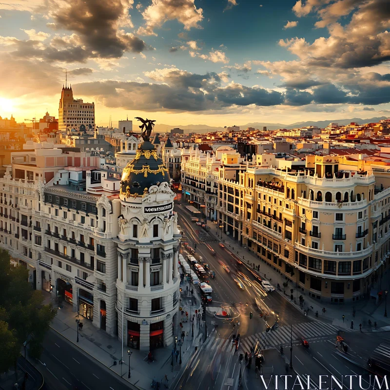 AI ART Aerial View of a Historic City at Sunset