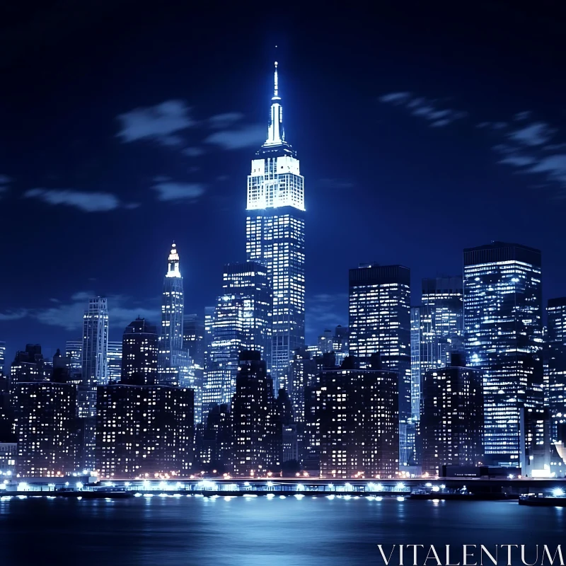 City Nightscape with Twinkling Lights AI Image