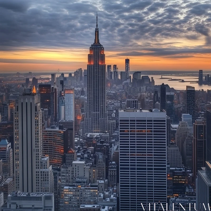 Majestic Cityscape at Dusk AI Image