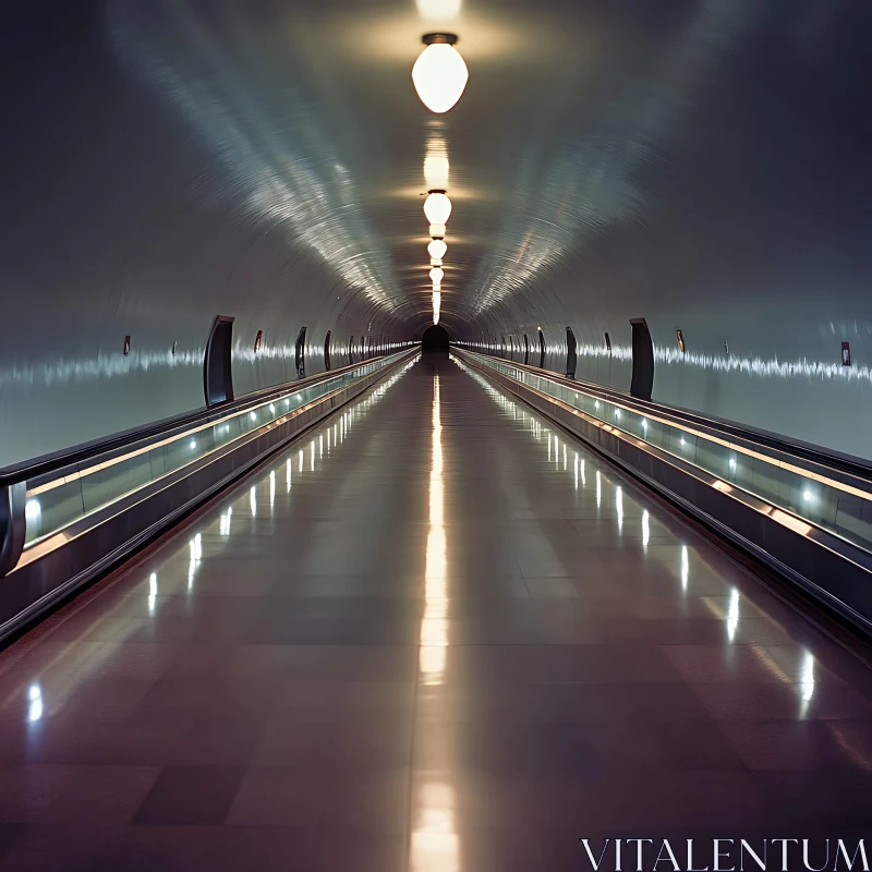 Sleek and Symmetrical Underground Passage AI Image