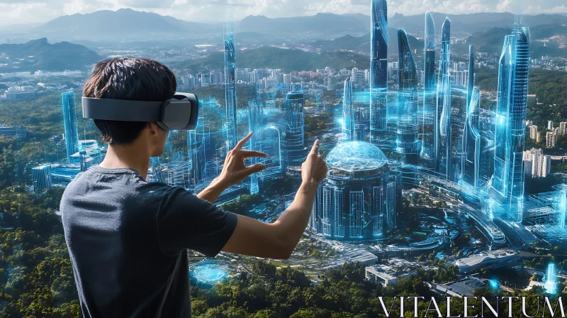 Virtual Reality City Interaction AI Image