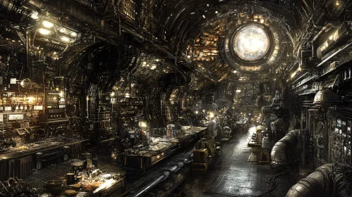 Steampunk Workshop Filled with Complex Machines