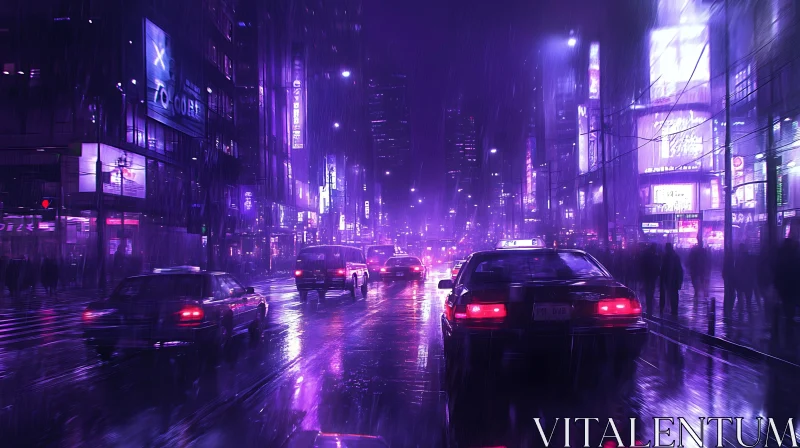 AI ART Neon City Nightscape in the Rain