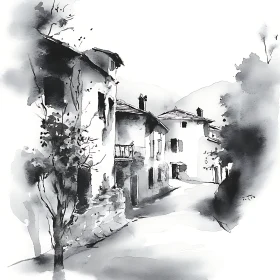 Traditional Rural Houses in Ink