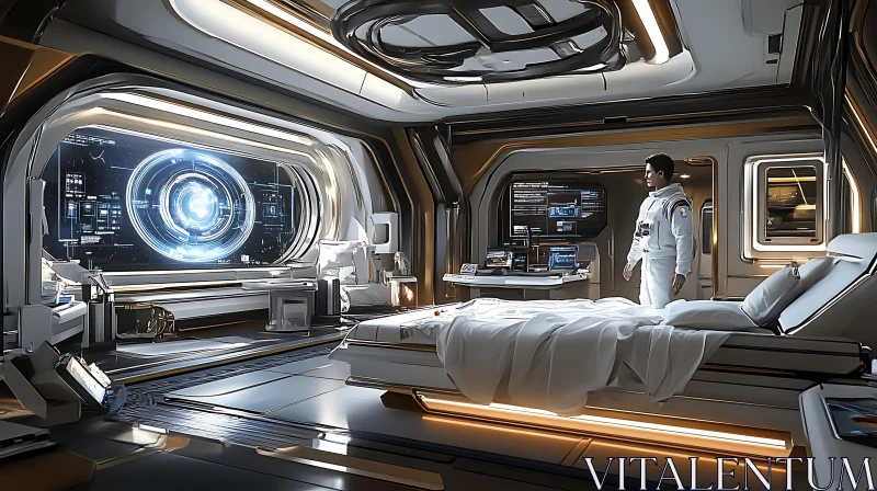 Advanced Spacecraft Bedroom Design AI Image