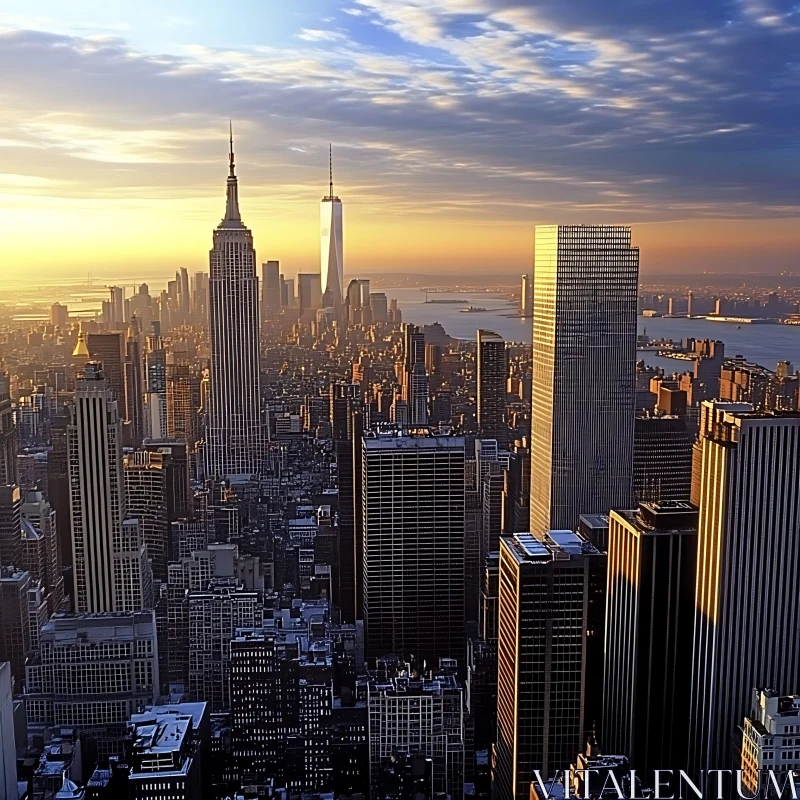 Urban Landscape with Skyscrapers during Sunset AI Image