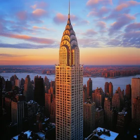 Sunset Over Chrysler Building in New York