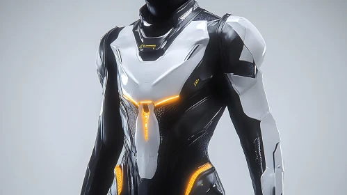 Advanced Cyber Suit with Orange Highlights